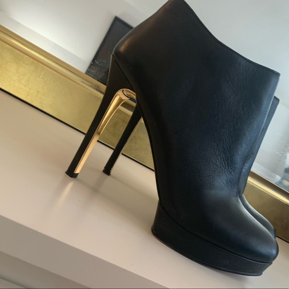 Vince Camuto Black & Gold Leather Stiletto Bootie - Picture 2 of 11